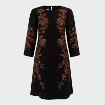 Black/Orange Lynn Embroidered Dress