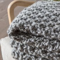 Moss Chunky Knitted Throw Grey 1300x1700mm
