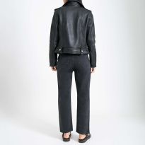 Black Ria Leather Biker Jacket