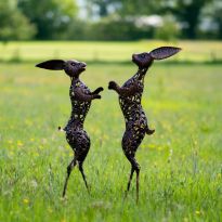 Bronze Boxing Hares Sculpture