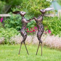 Bronze Boxing Hares Sculpture