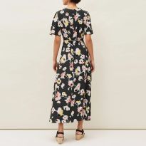 Black Floral Malala Midi Dress