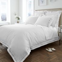 1000TC Pair of Large Square Pillowcases, White/Grey