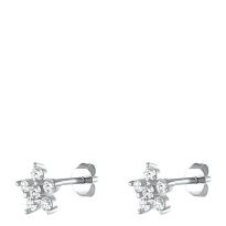 Sterling Silver Plated Flower Earrings with Swarovski Crystals