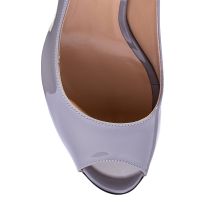 Grey Patent Peep Toe Pump Heels