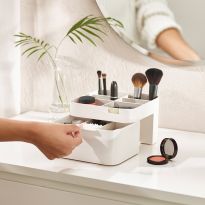 Make Me Up Compact Mirror &amp; Makeup Organiser Set, White