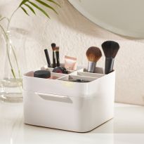 Make Me Up Compact Mirror &amp; Makeup Organiser Set, White