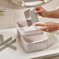 Make Me Up Compact Mirror &amp; Makeup Organiser Set, White