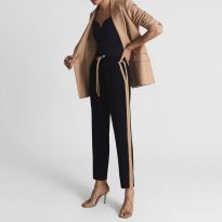 Navy Petite Frazer Side Stripe Trousers