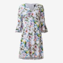 Grey Floral Chiffon Dress