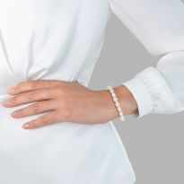 Rose Gold Freshwater Cultured White Pearl Bracelet