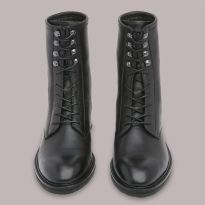 Black Asha Lace Up Leather Boots