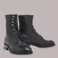 Black Asha Lace Up Leather Boots