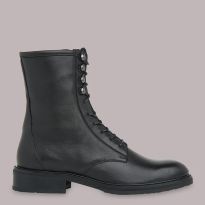 Black Asha Lace Up Leather Boots