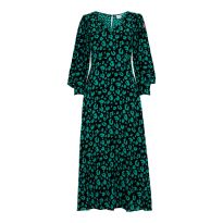 Green Leopard Print Blouson Sleeve Dress