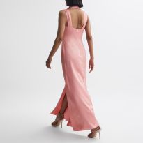 Coral Lila Silk Blend Twist Dress