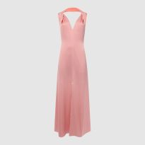 Coral Lila Silk Blend Twist Dress