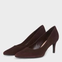 Brown Amy Court Suede Heels