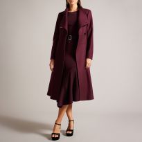 Burgundy Roseika Wool Blend Coat