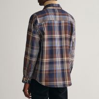 Navy Heavy Twill Check Cotton Overshirt