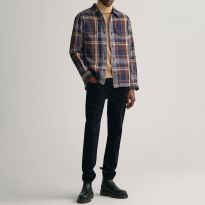 Navy Heavy Twill Check Cotton Overshirt