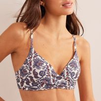 Blue Paisley & Ivory Capri Cup Size Bikini Top