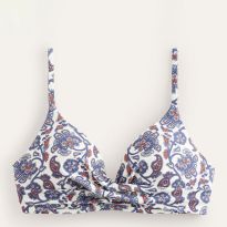 Blue Paisley & Ivory Capri Cup Size Bikini Top