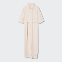 Ecru Bow Shirt Dress