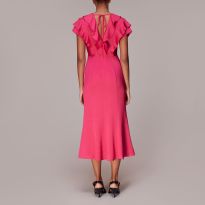 Pink Adeline Frill Midi Dress
