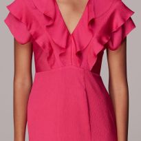 Pink Adeline Frill Midi Dress