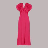 Pink Adeline Frill Midi Dress
