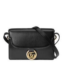 Gucci GG Leather Shoulder Messenger Bag In Black
