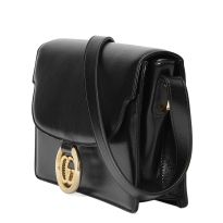 Gucci GG Leather Shoulder Messenger Bag In Black