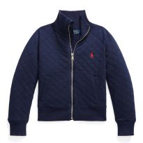 Older Girl's Dark Blue Quilted Cotton Blend Jacket