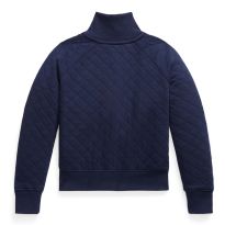Older Girl's Dark Blue Quilted Cotton Blend Jacket