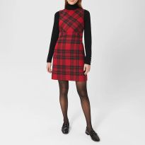 Red Melanie Check Wool Dress