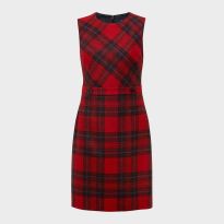 Red Melanie Check Wool Dress