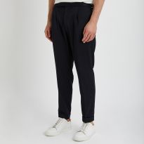 Navy Harvey Pleated Trousers