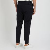 Navy Harvey Pleated Trousers