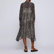 Black Dileora Animal Print Shirt Dress