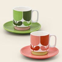 Set of 2 Block Flower Espresso Cup &amp; Saucer