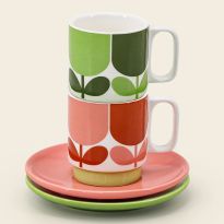 Set of 2 Block Flower Espresso Cup &amp; Saucer