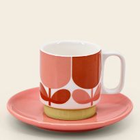 Set of 2 Block Flower Espresso Cup &amp; Saucer