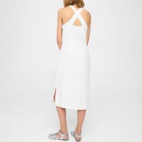 White Cross Back Midi Dress