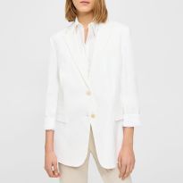 White Linen Blend Blazer