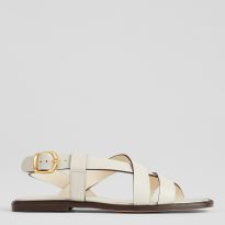 White Leather Telma Flat Sandal