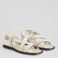 White Leather Telma Flat Sandal