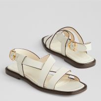 White Leather Telma Flat Sandal