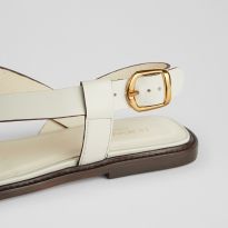 White Leather Telma Flat Sandal