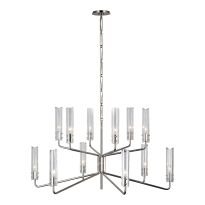 Casoria Large Two-Tier Chandelier in Polished Nickel with Clear Glass